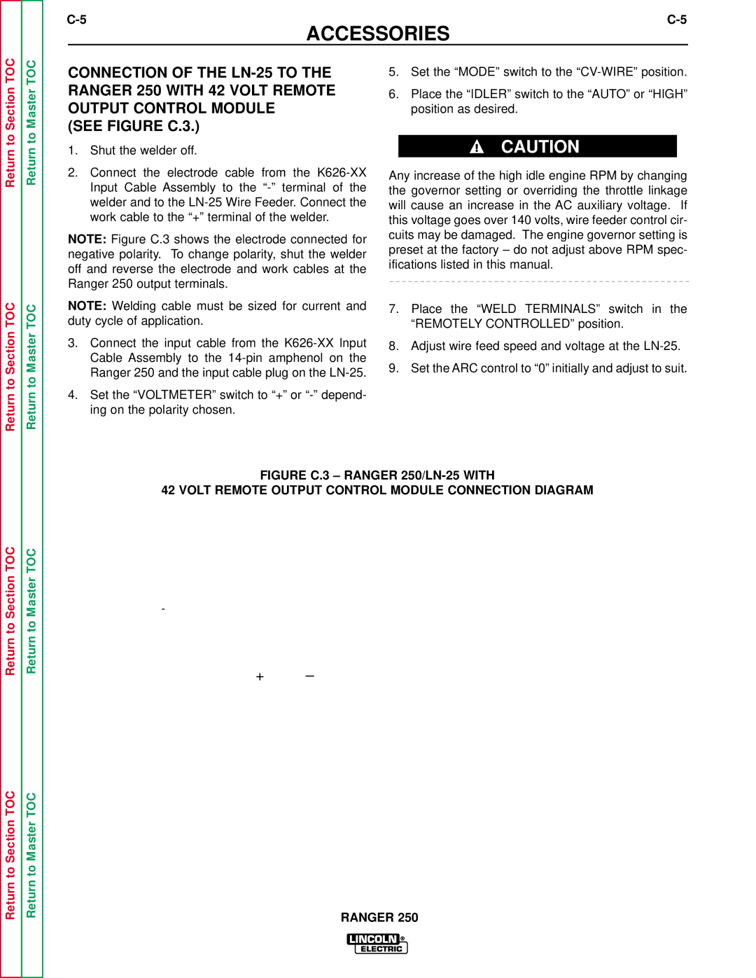 Lincoln Electric SVM150-A service manual Place the Weld Terminals switch 