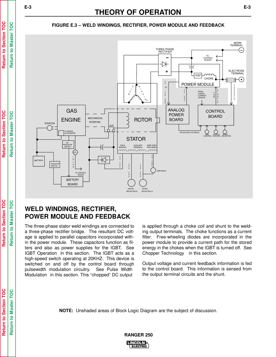 Lincoln Electric SVM150-A service manual Weld WINDINGS, RECTIFIER, Power Module and Feedback, Return to 