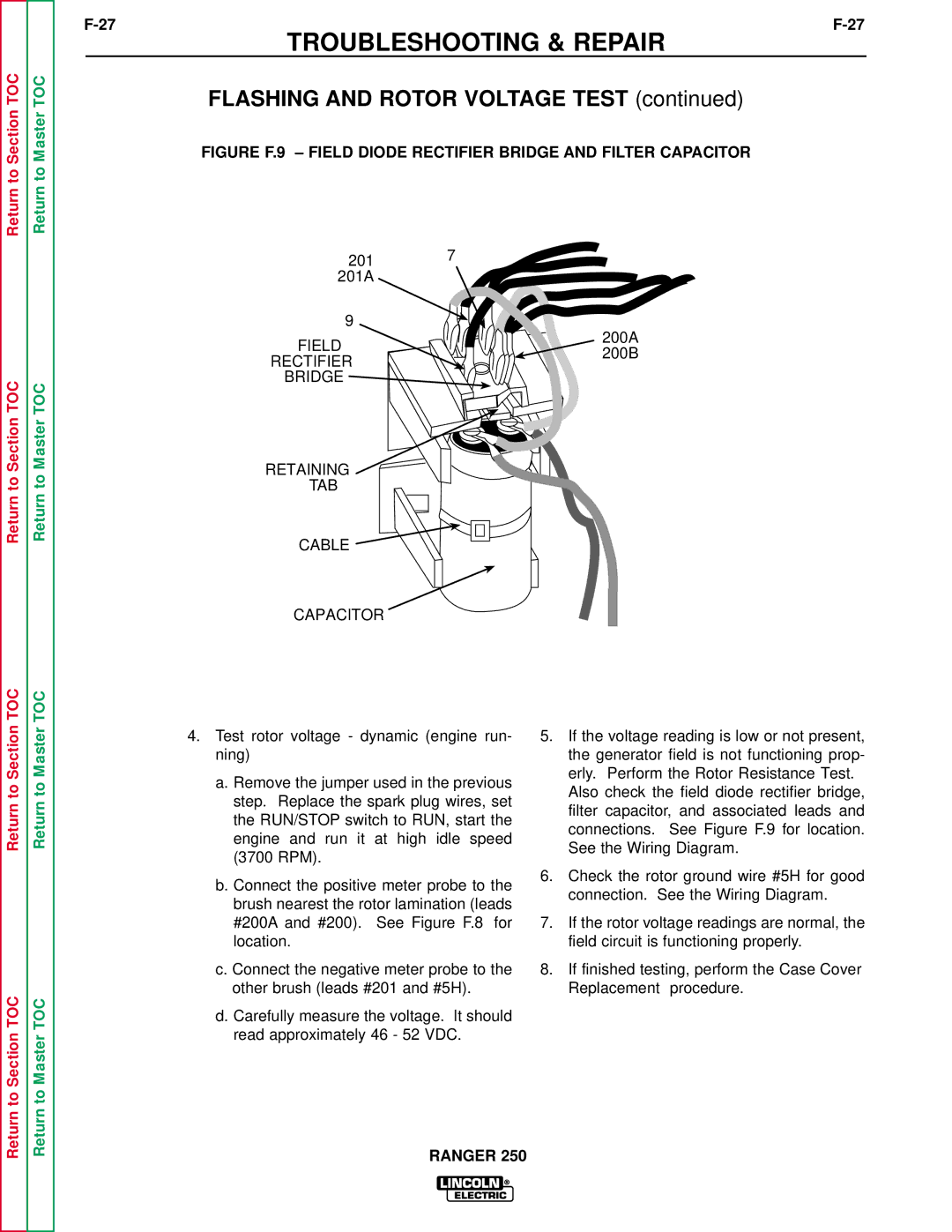 Lincoln Electric SVM150-A service manual Figure F.9 Field Diode Rectifier Bridge and Filter Capacitor 