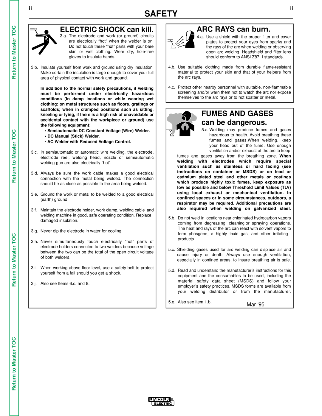 Lincoln Electric SVM151-A service manual Electric Shock can kill 