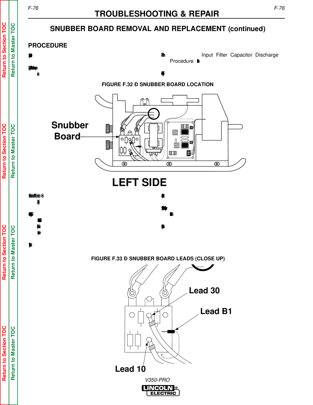 Lincoln Electric SVM152-A Snubber Board Removal and Replacement, Perform the Input Filter Capacitor Discharge 