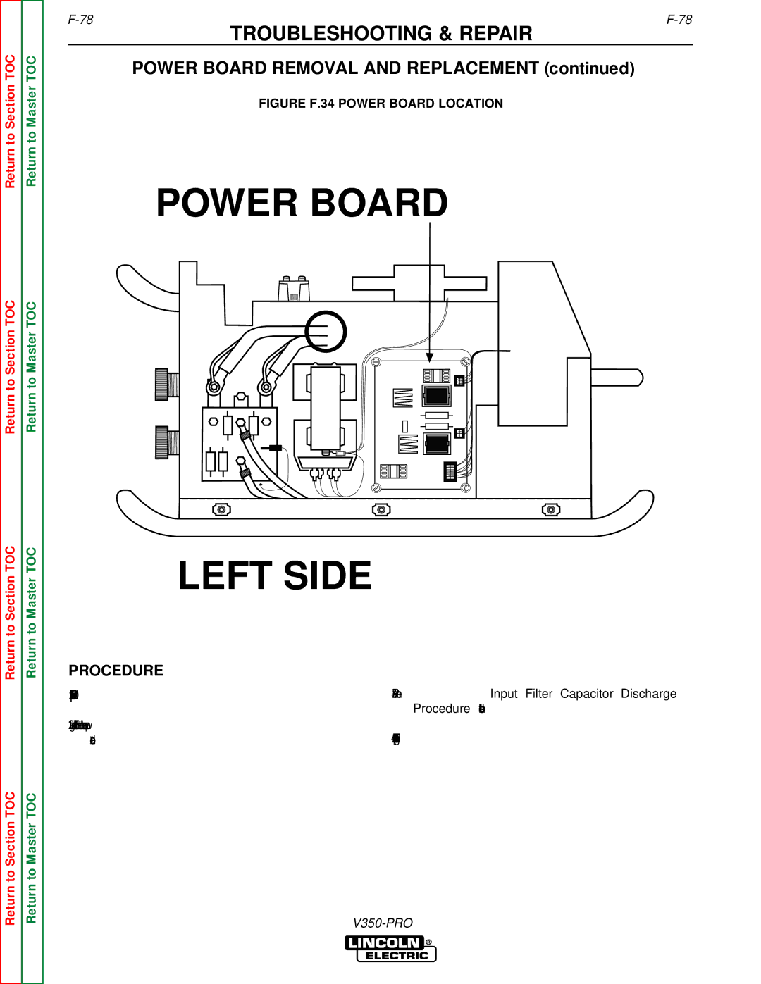 Lincoln Electric SVM152-A service manual Power Board Left Side, Power Board Removal and Replacement 