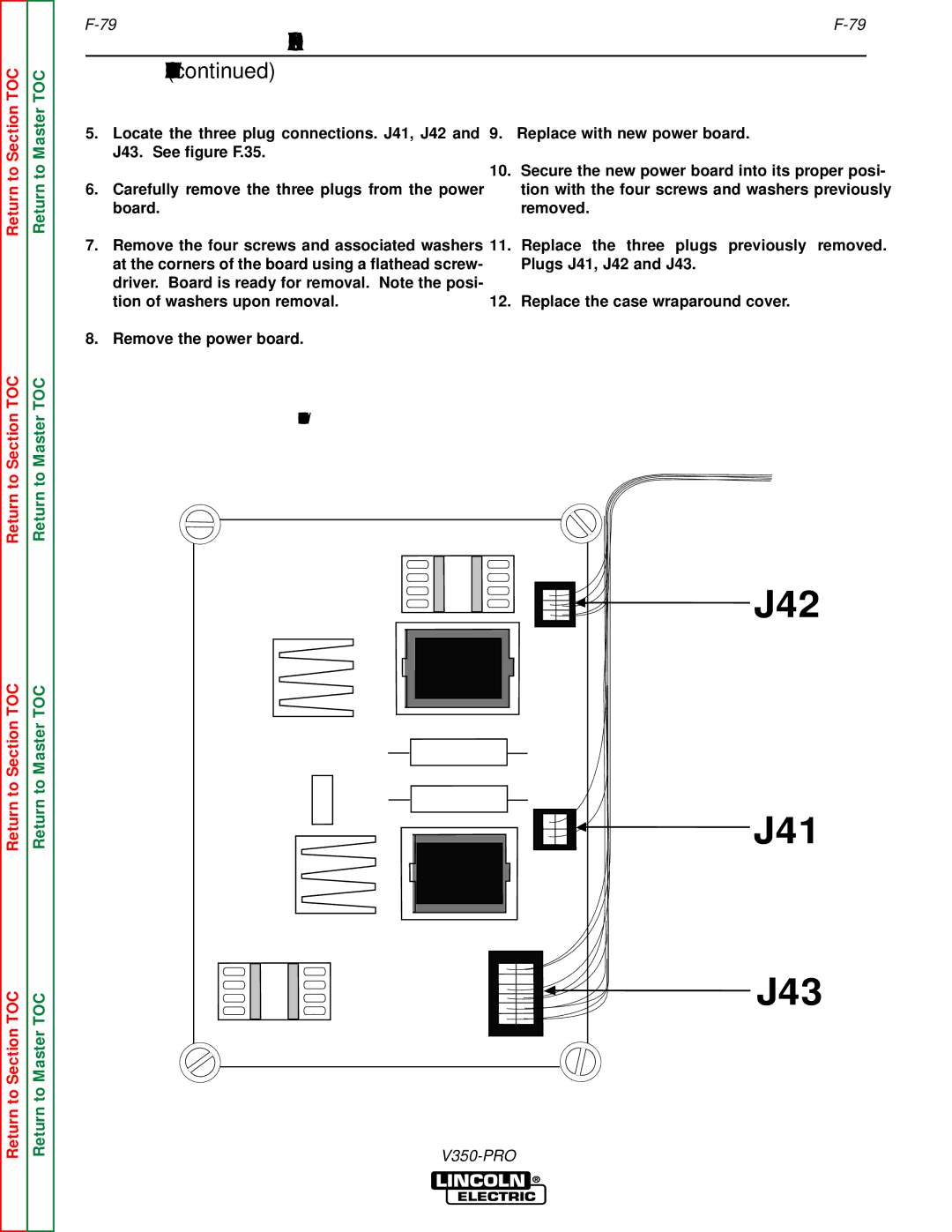 Lincoln Electric SVM152-A service manual J42 J41 J43 