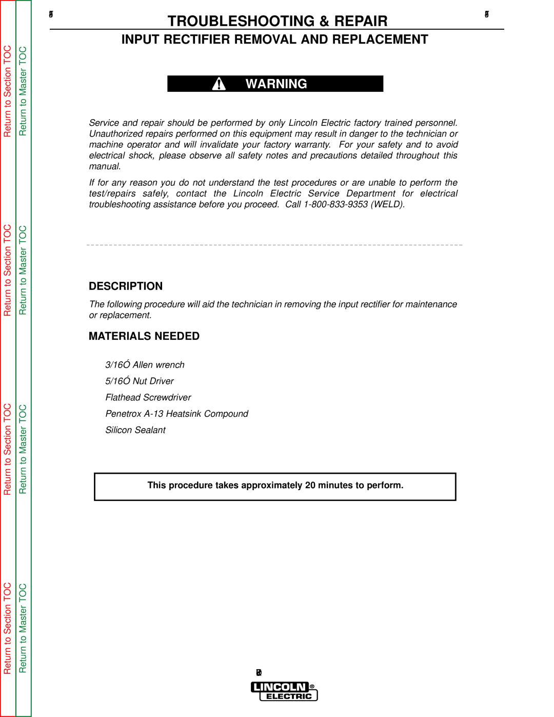 Lincoln Electric SVM152-A service manual Input Rectifier Removal and Replacement 