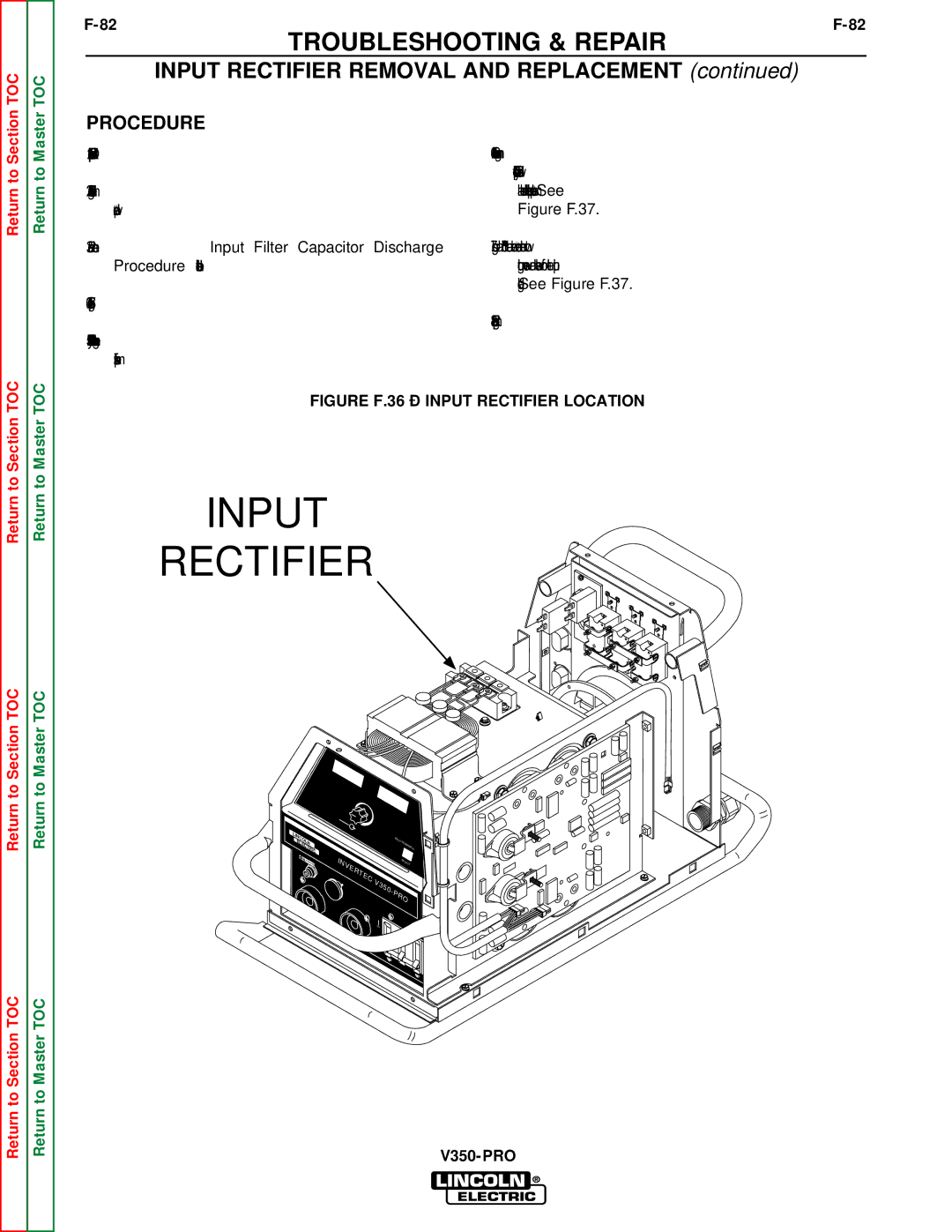 Lincoln Electric SVM152-A service manual Input Rectifier Removal and Replacement, Figure F.37 