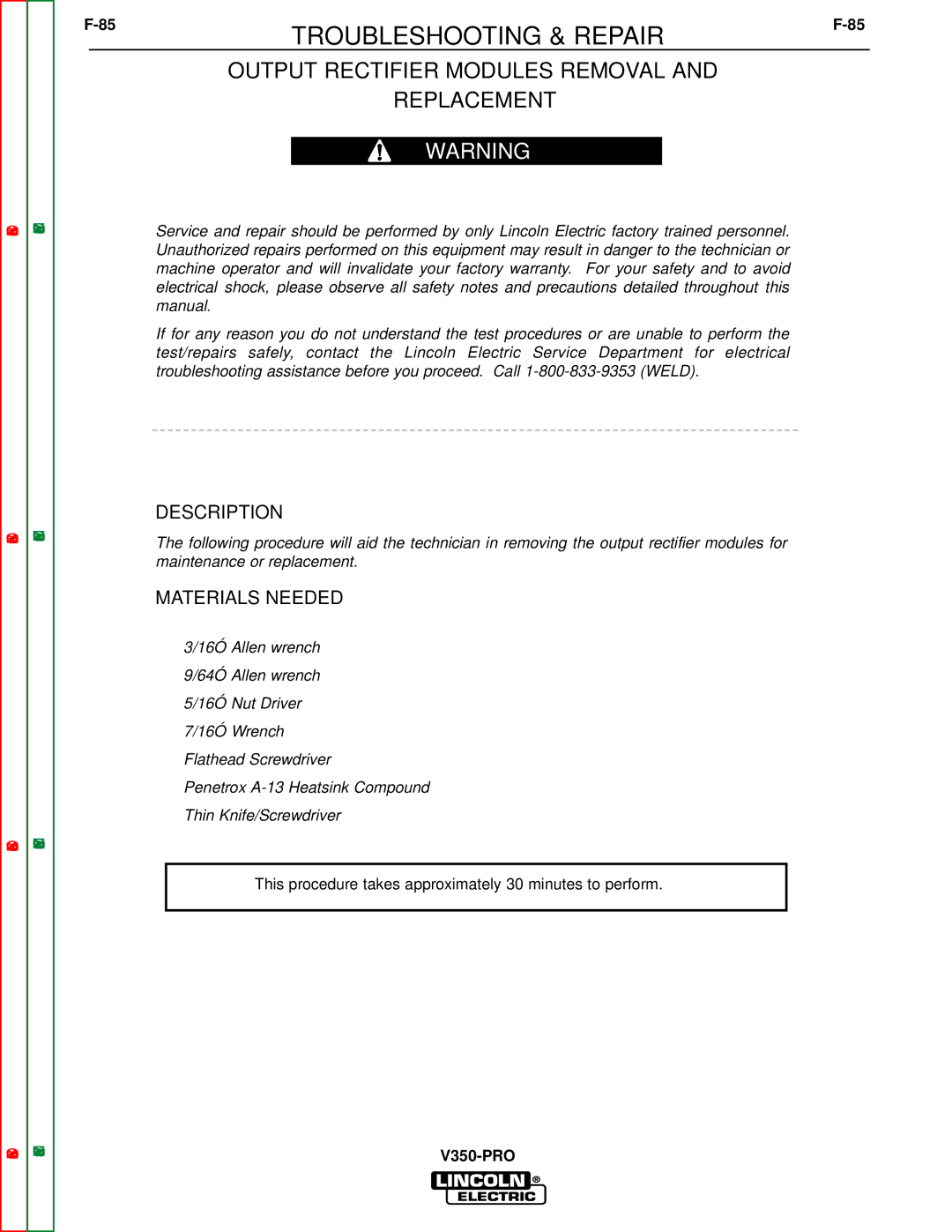 Lincoln Electric SVM152-A service manual Output Rectifier Modules Removal Replacement 