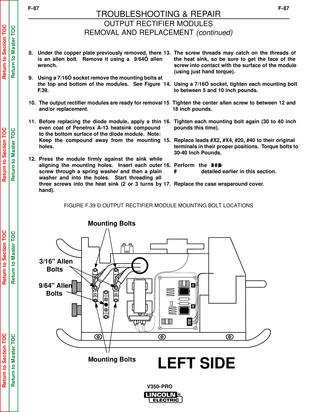 Lincoln Electric SVM152-A service manual Left Side 