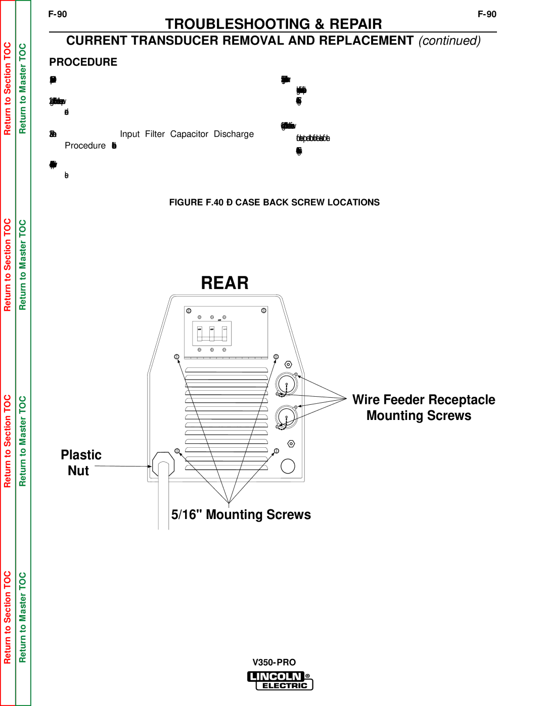 Lincoln Electric SVM152-A service manual Rear, Current Transducer Removal and Replacement 