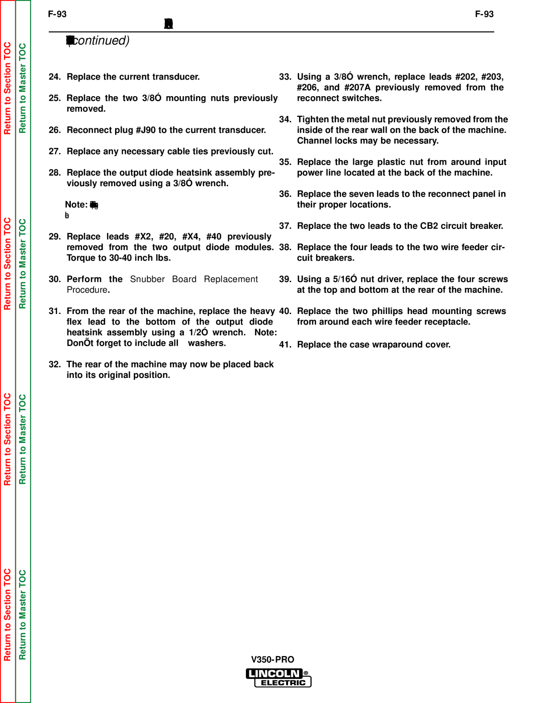 Lincoln Electric SVM152-A service manual Perform the Snubber Board Replacement Procedure 