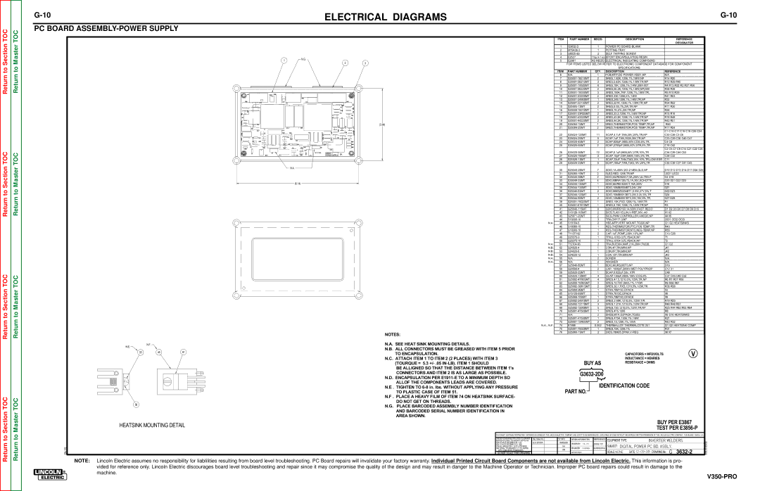 Lincoln Electric SVM152-A service manual PC Board ASSEMBLY-POWER Supply, Part Number Reqd Description Reference Designator 