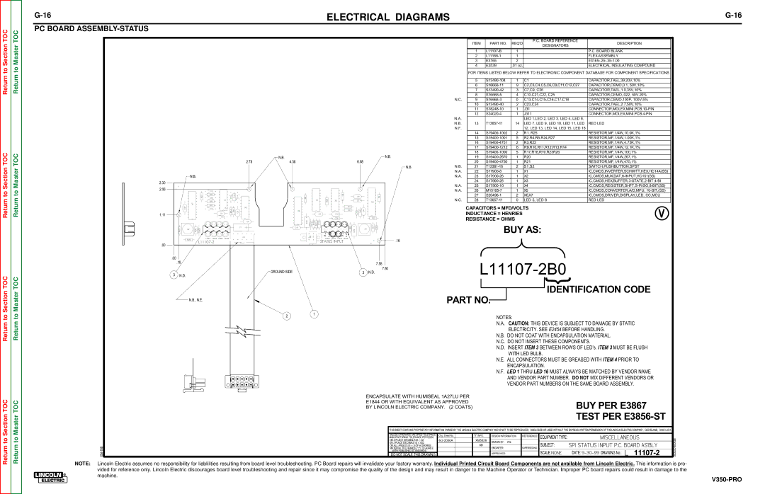 Lincoln Electric SVM152-A service manual Buy As, BUY PER E3867, PC Board ASSEMBLY-STATUS 