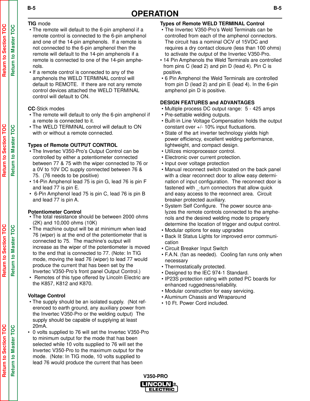 Lincoln Electric SVM152-A service manual TIG mode 