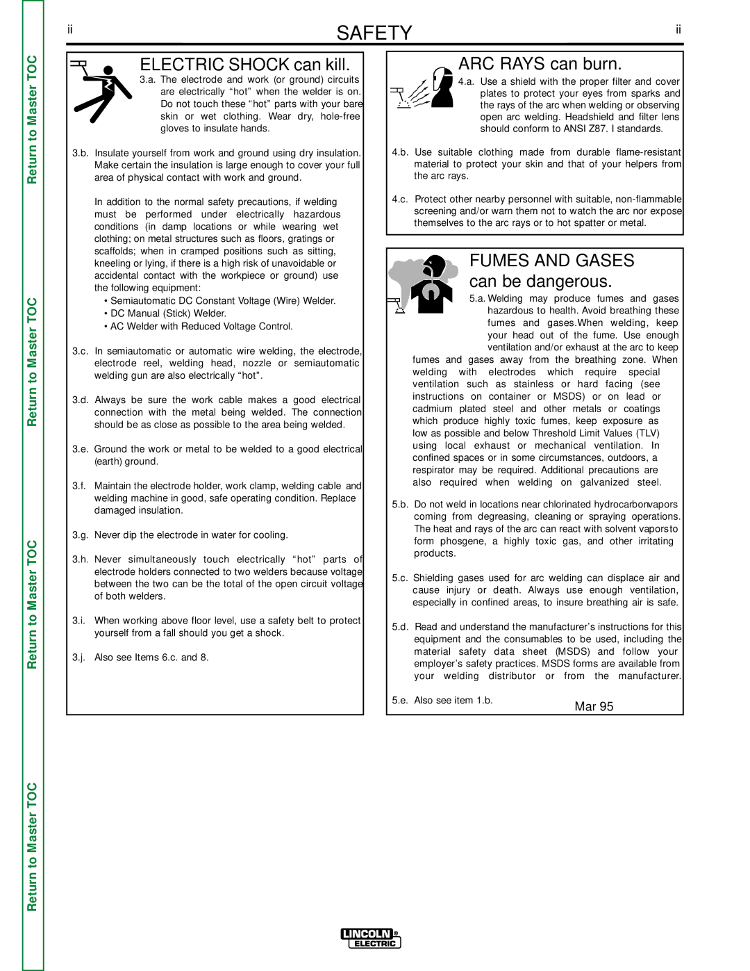 Lincoln Electric SVM152-A service manual Electric Shock can kill ARC Rays can burn, Can be dangerous 