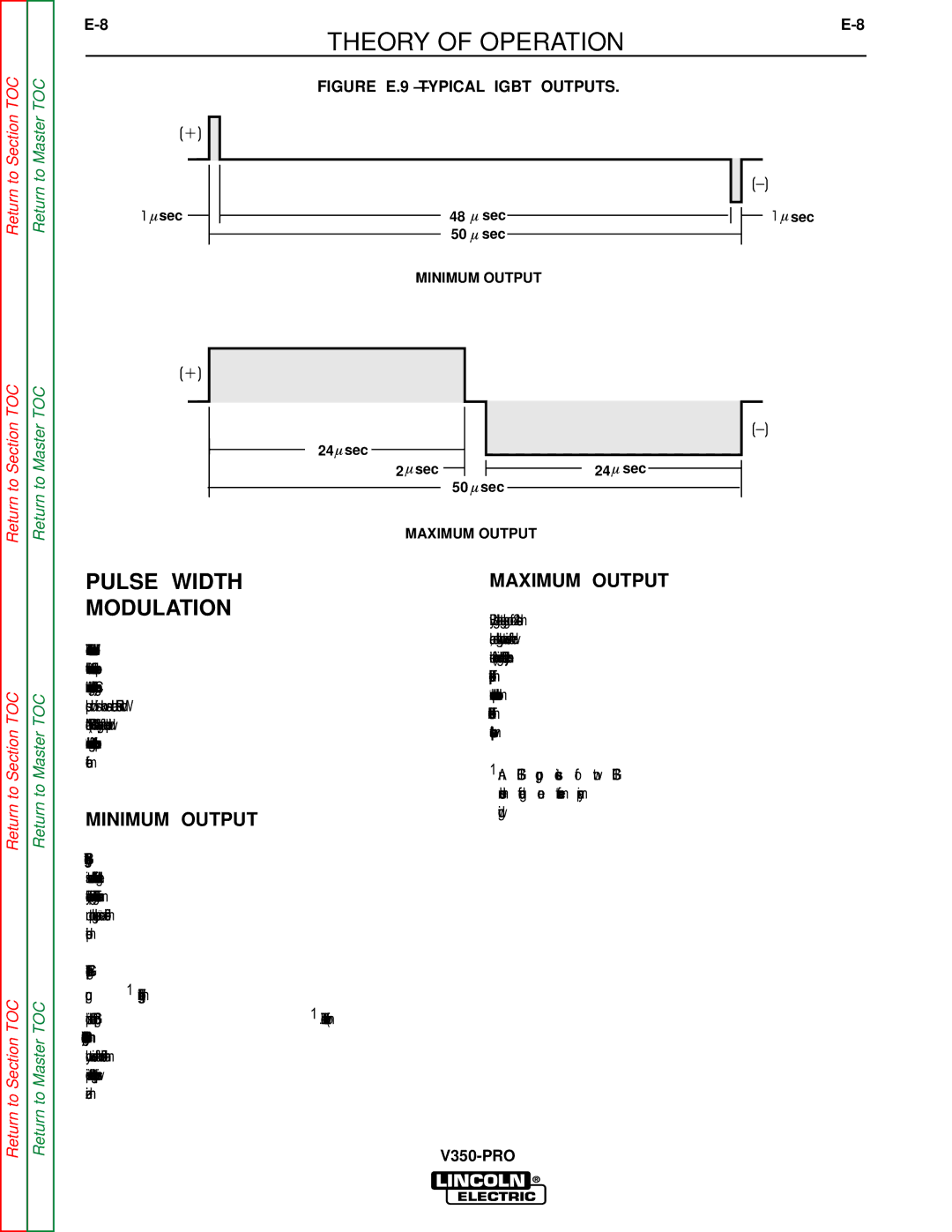 Lincoln Electric SVM152-A service manual Pulse Width Modulation, Minimum Output Maximum Output 