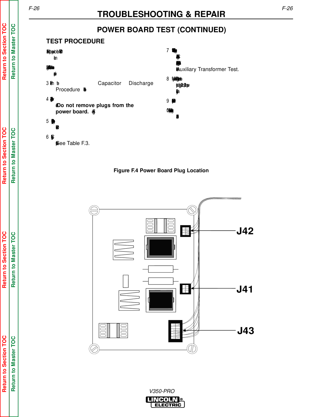 Lincoln Electric SVM152-A service manual J42 J41 J43 