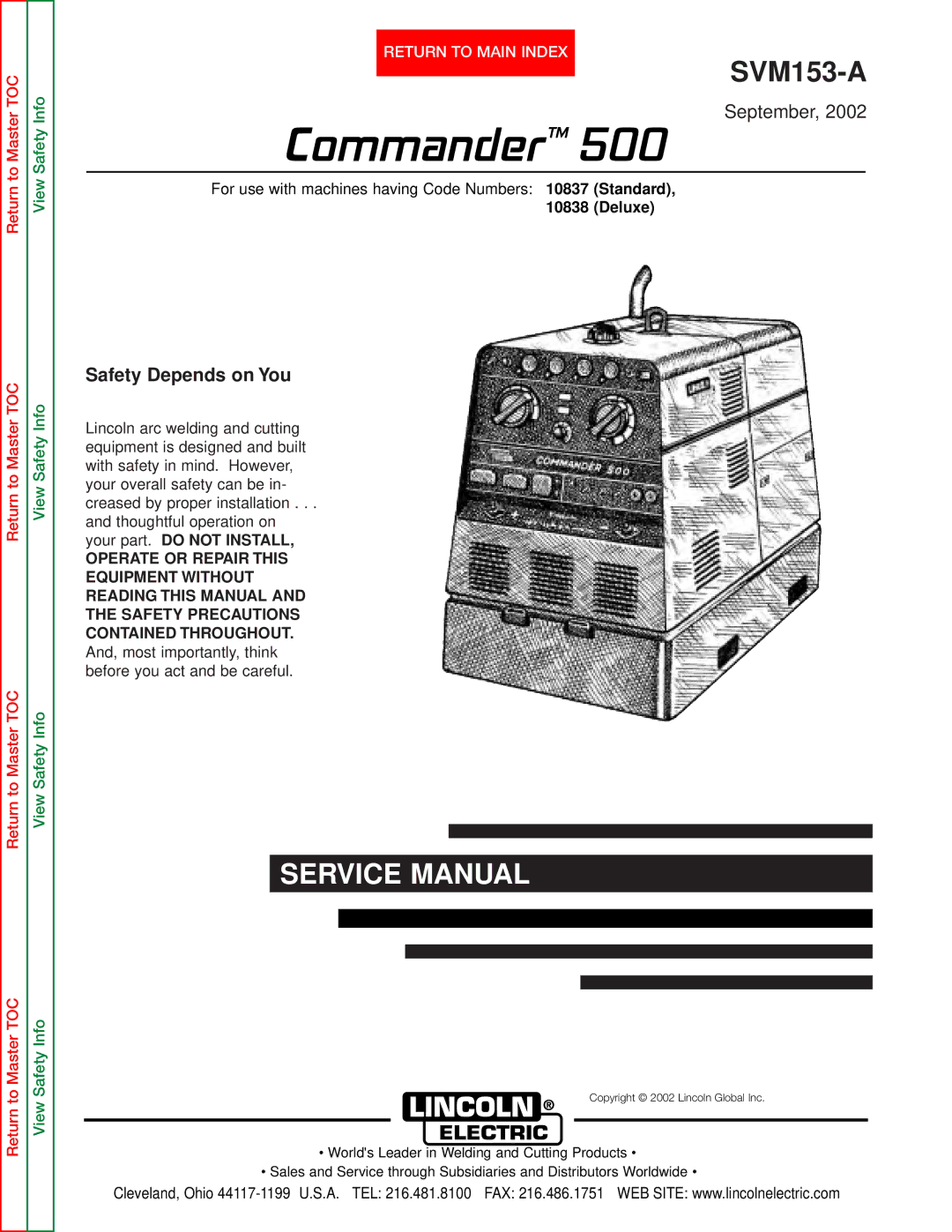 Lincoln Electric SVM153-A service manual CommanderTM 