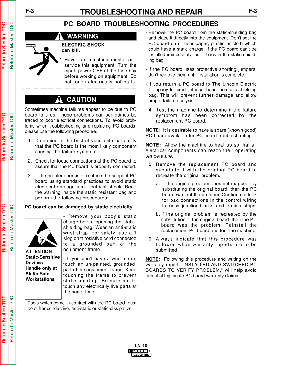 Lincoln Electric SVM154-A service manual PC Board Troubleshooting Procedures 