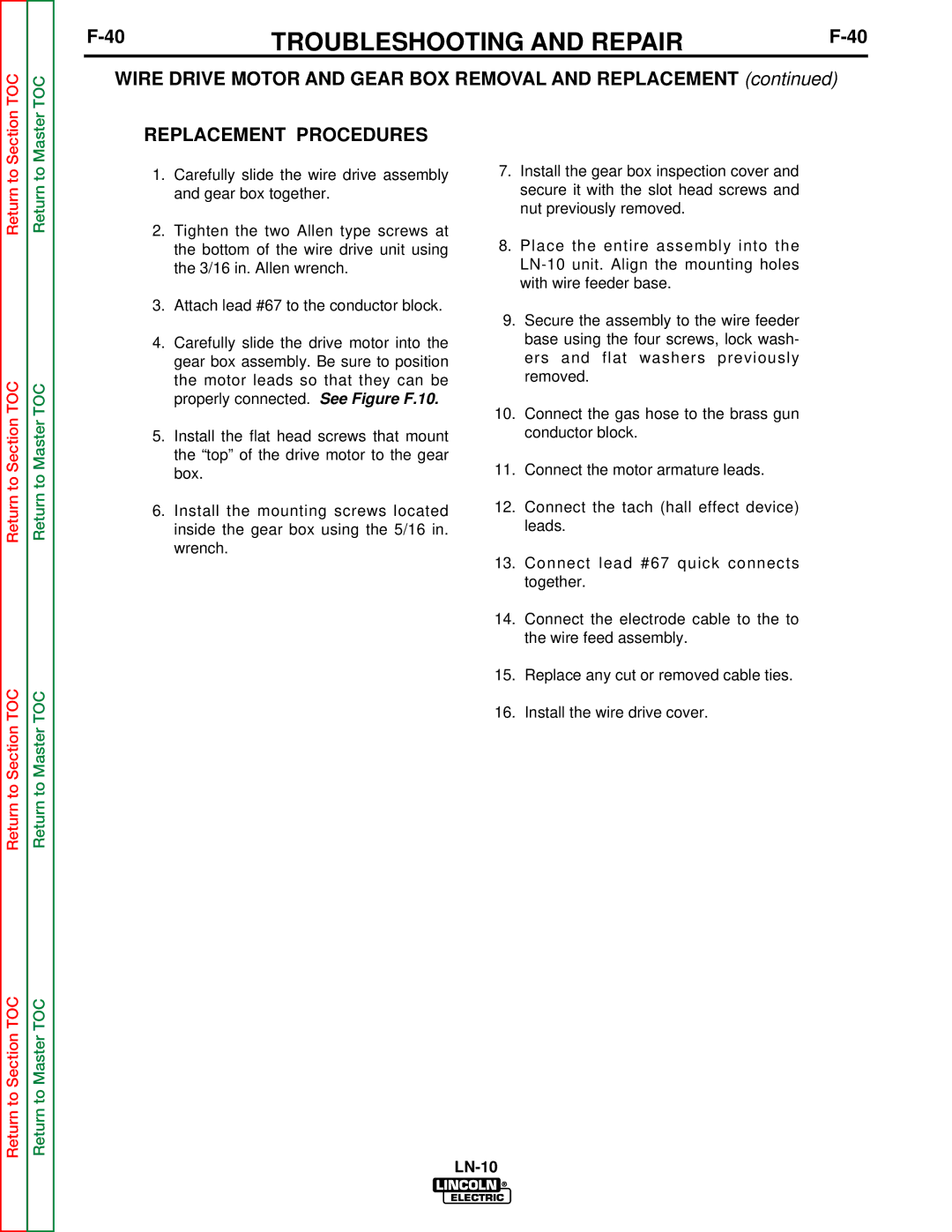 Lincoln Electric SVM154-A service manual Replacement Procedures 