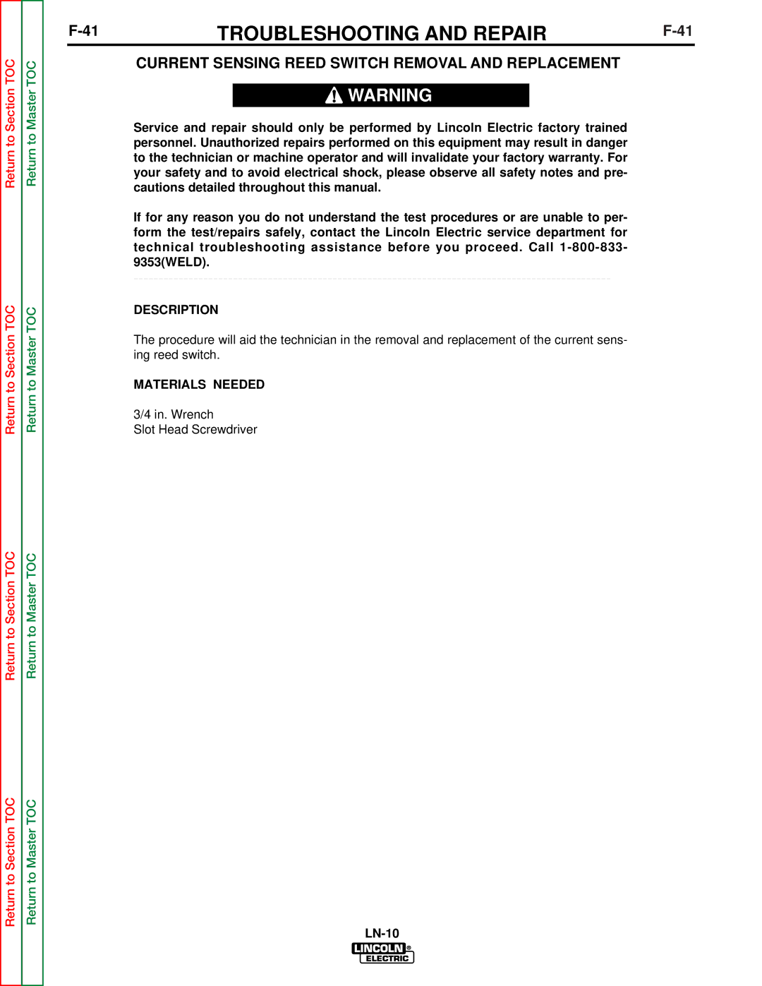 Lincoln Electric SVM154-A service manual Current Sensing Reed Switch Removal and Replacement 