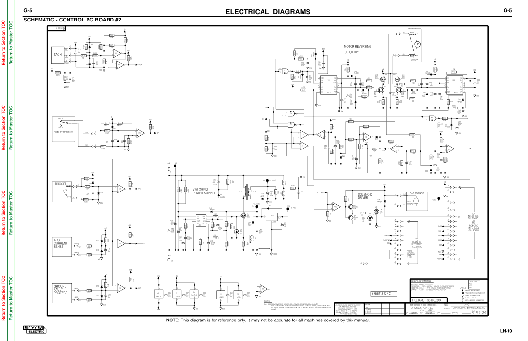 Lincoln Electric SVM154-A service manual Schematic Control PC Board #2, Circuitry Tach 