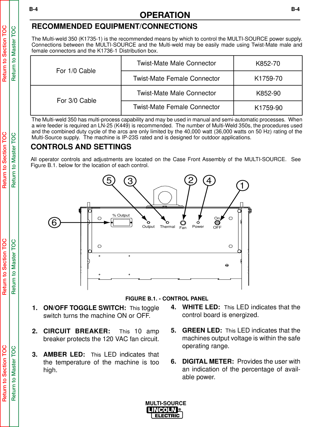 Lincoln Electric SVM155-A service manual Recommended EQUIPMENT/CONNECTIONS, Controls and Settings 