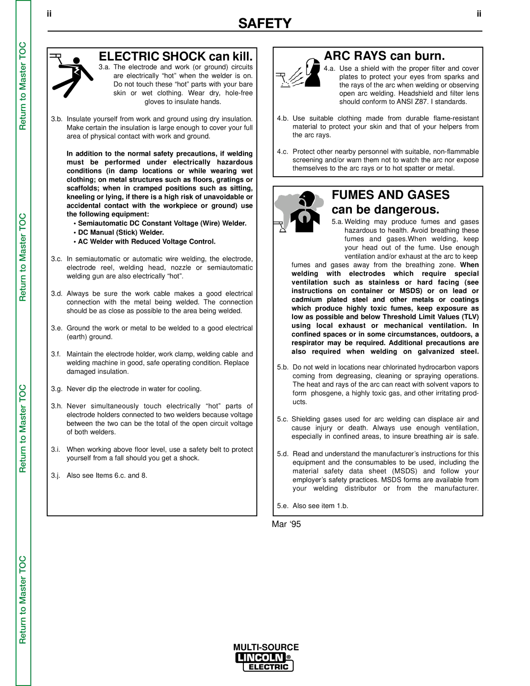 Lincoln Electric SVM155-A service manual Electric Shock can kill 