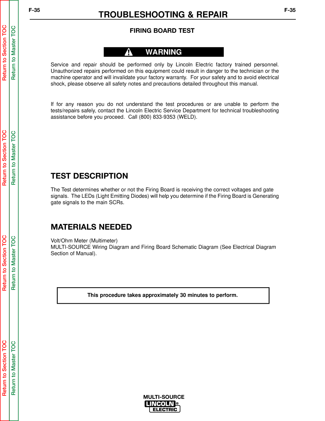 Lincoln Electric SVM155-A service manual Firing Board Test 