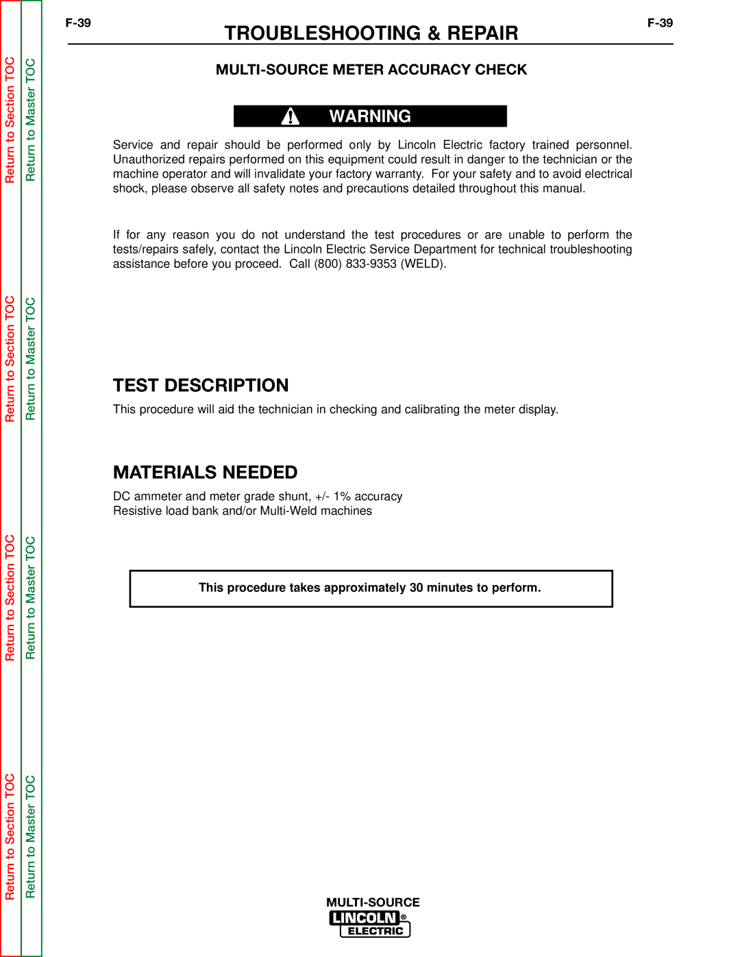 Lincoln Electric SVM155-A service manual MULTI-SOURCE Meter Accuracy Check 