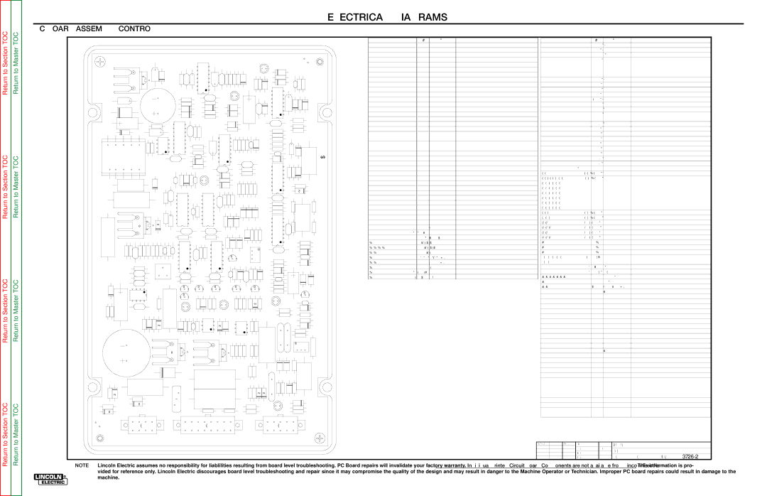 Lincoln Electric SVM155-A service manual PC Board ASSEMBLY-CONTROL, Return to Section 