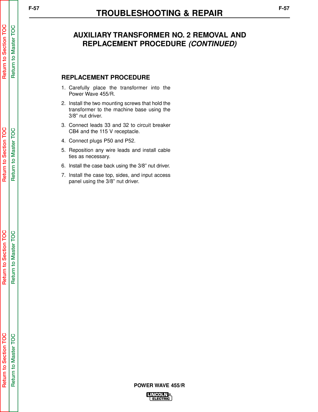 Lincoln Electric SVM156-A service manual Replacement Procedure 