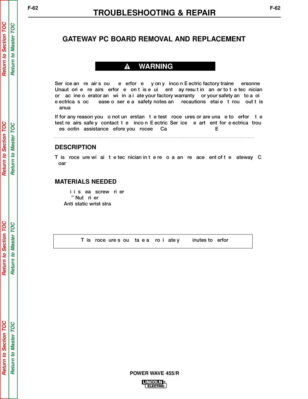 Lincoln Electric SVM156-A service manual Gateway PC Board Removal and Replacement, Description 