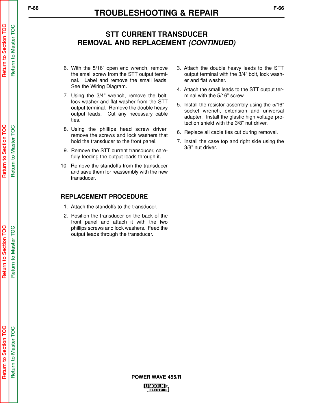 Lincoln Electric SVM156-A service manual Replacement Procedure 