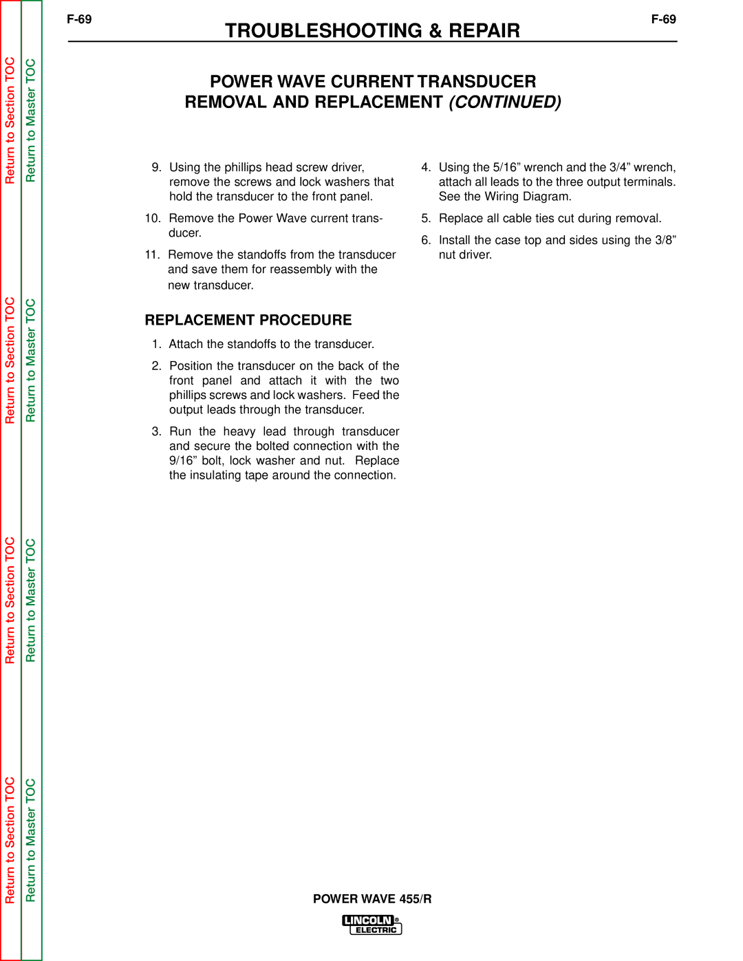 Lincoln Electric SVM156-A service manual Replacement Procedure 