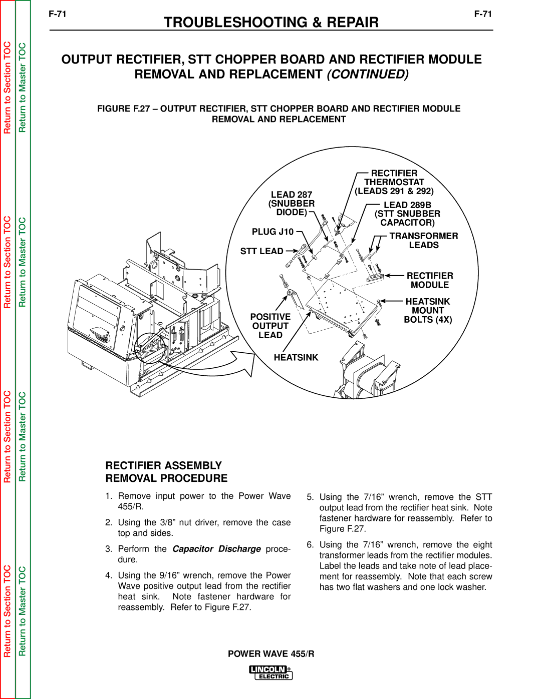 Lincoln Electric SVM156-A service manual Rectifier Assembly Removal Procedure 