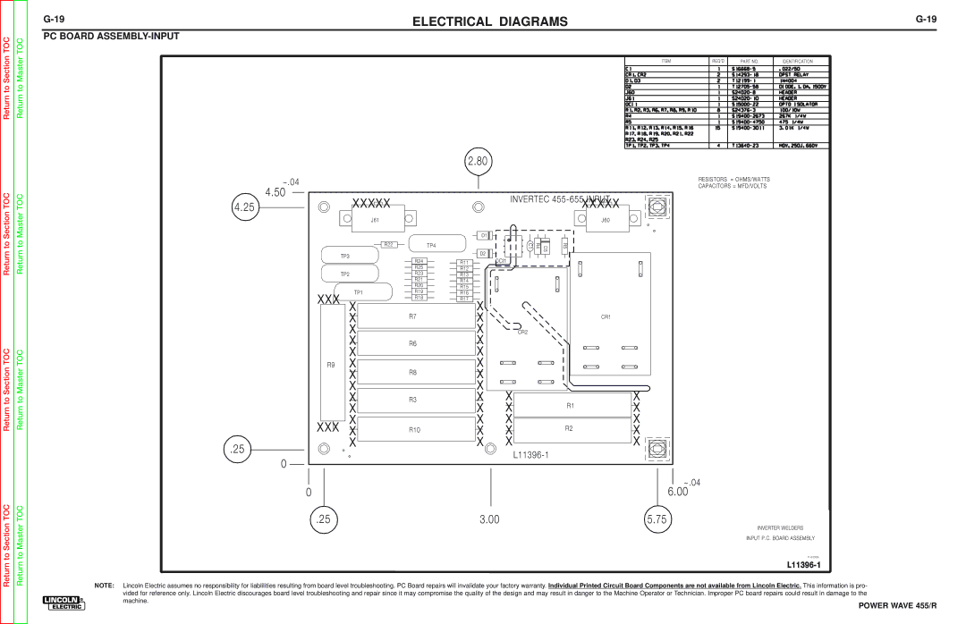 Lincoln Electric SVM156-A service manual PC Board ASSEMBLY-INPUT 