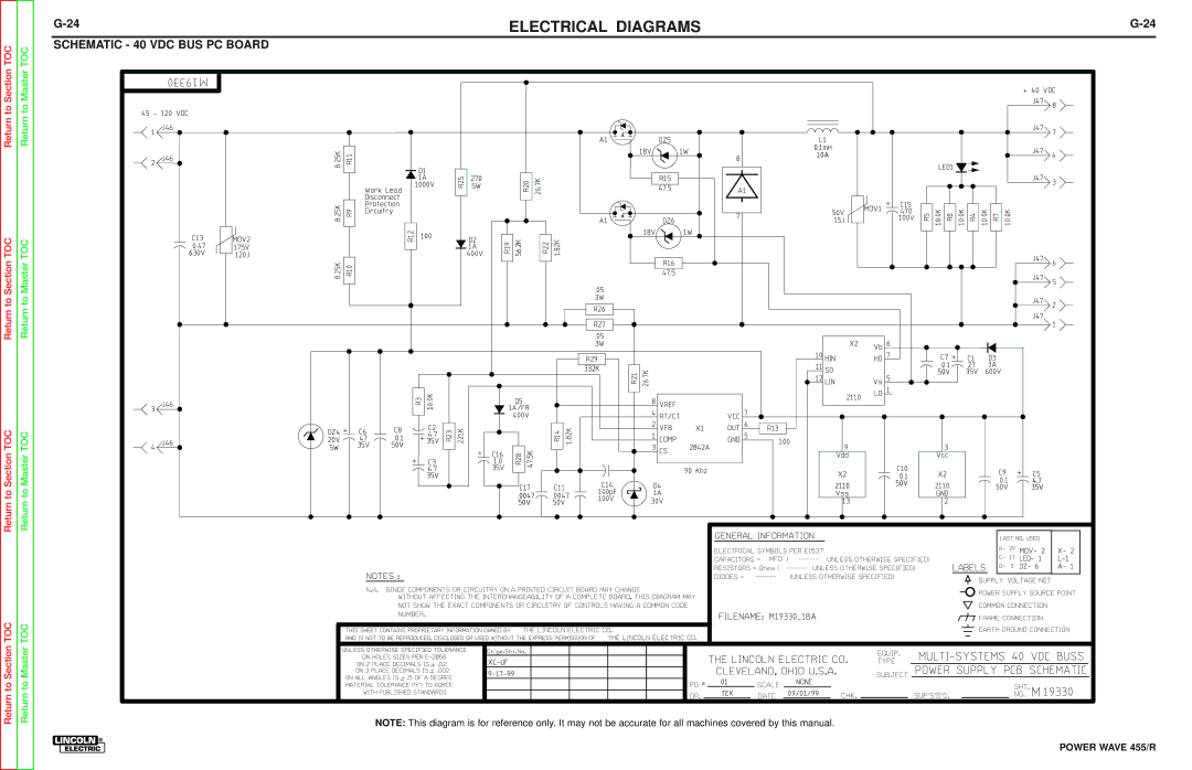 Lincoln Electric SVM156-A service manual Schematic 40 VDC BUS PC Board 