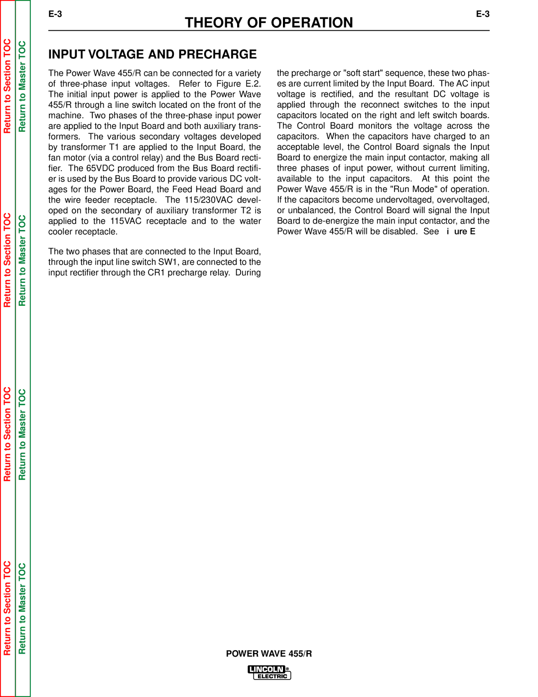 Lincoln Electric SVM156-A service manual Input Voltage and Precharge 