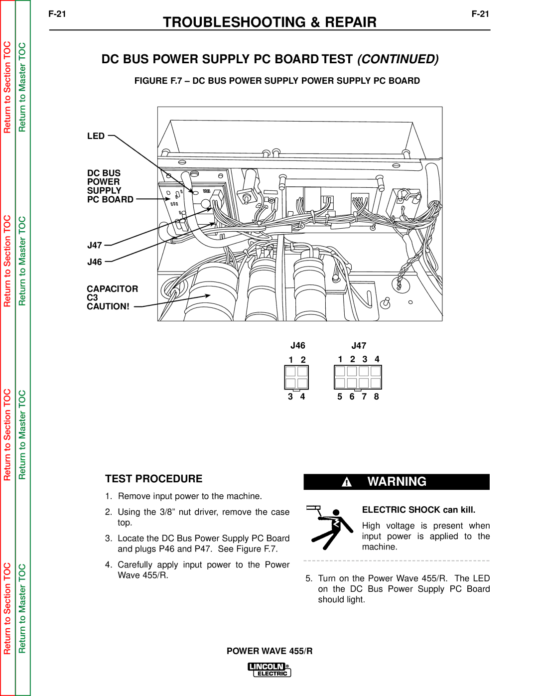 Lincoln Electric SVM156-A service manual Figure F.7 DC BUS Power Supply Power Supply PC Board LED 