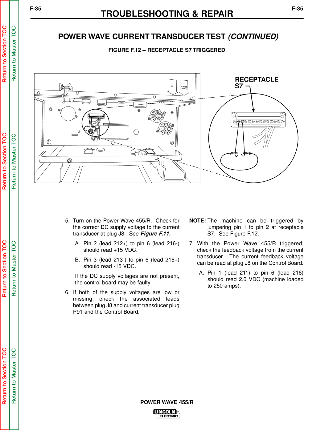 Lincoln Electric SVM156-A service manual Figure F.12 Receptacle S7 Triggered 