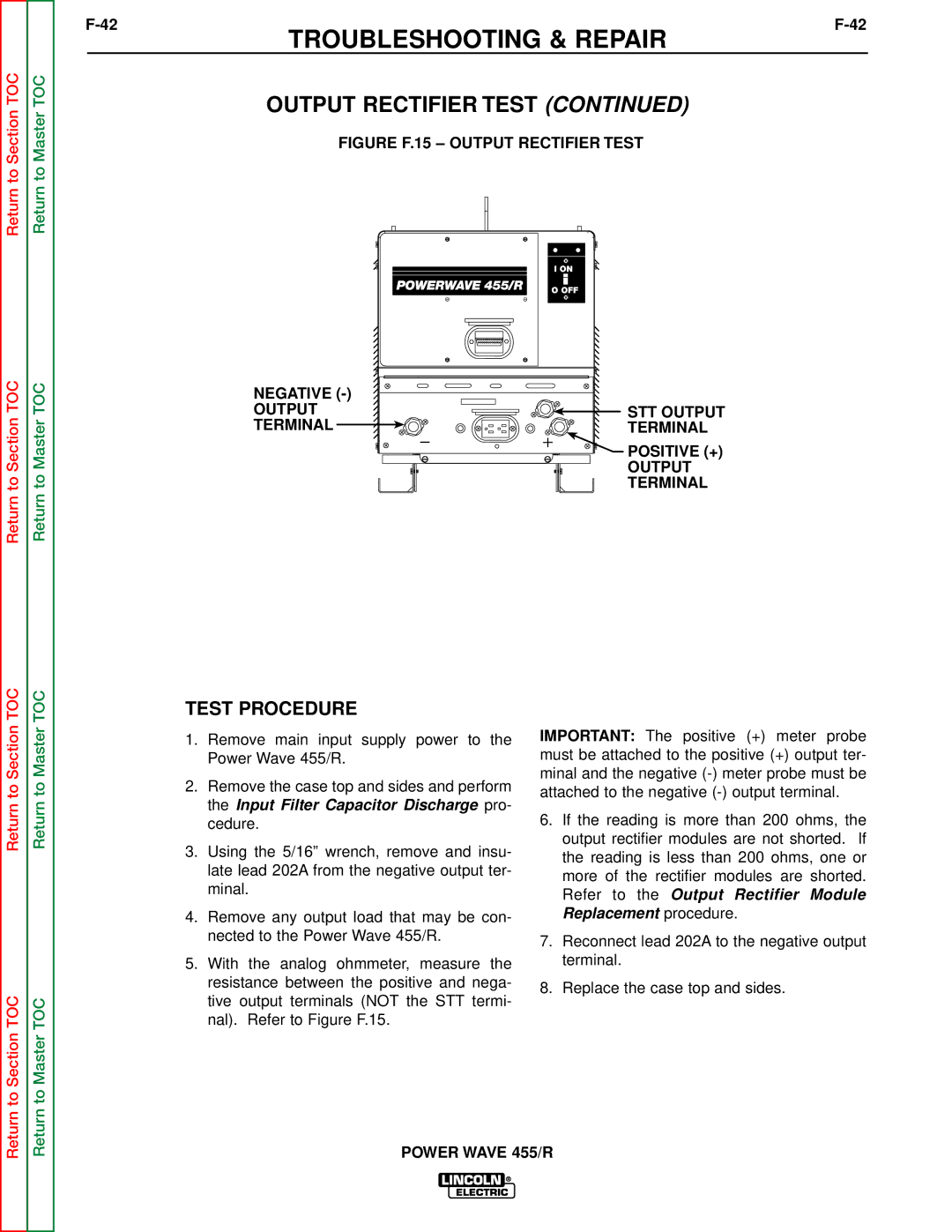 Lincoln Electric SVM156-A service manual Figure F.15 Output Rectifier Test 