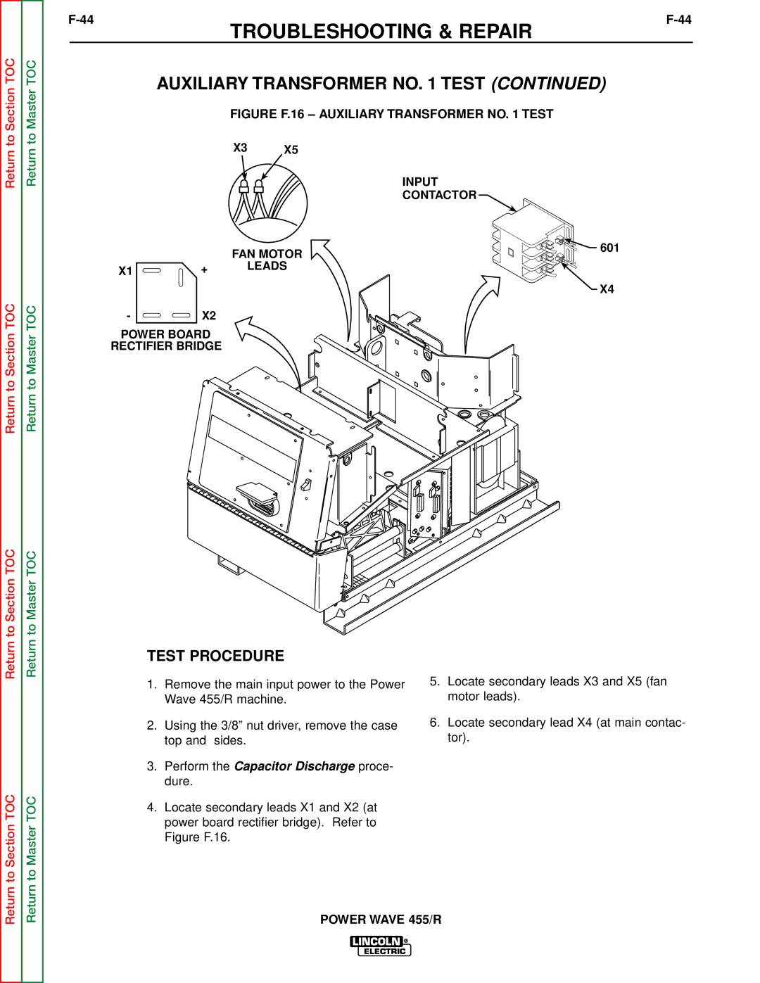 Lincoln Electric SVM156-A service manual Perform the Capacitor Discharge proce- dure 