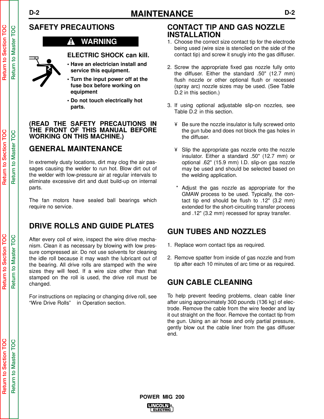 Lincoln Electric SVM157-A service manual Maintenance 