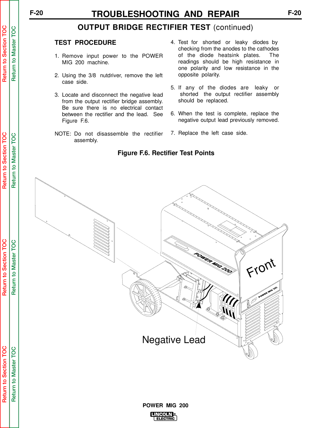 Lincoln Electric SVM157-A service manual Output Bridge Rectifier Test, Test Procedure 