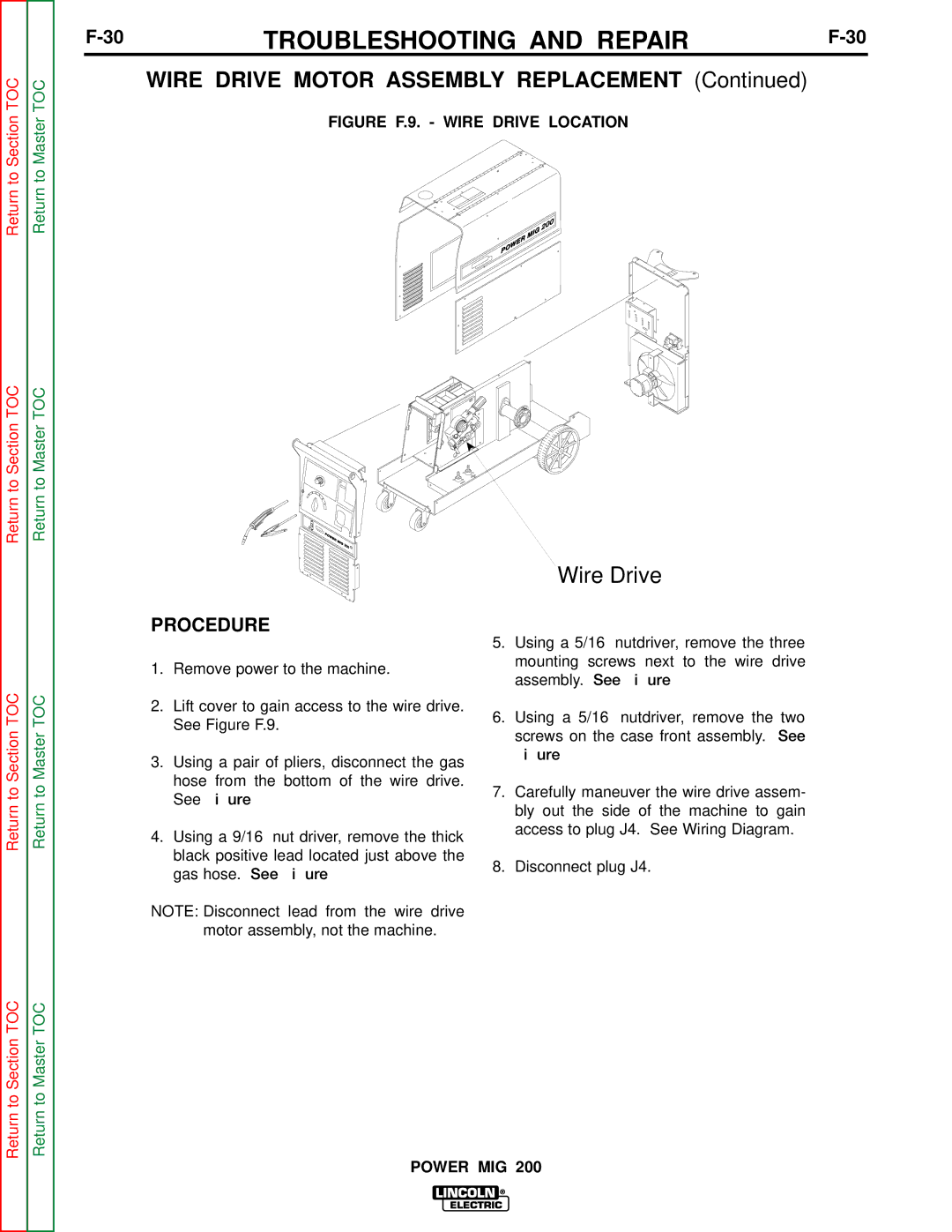 Lincoln Electric SVM157-A service manual Wire Drive Motor Assembly Replacement 