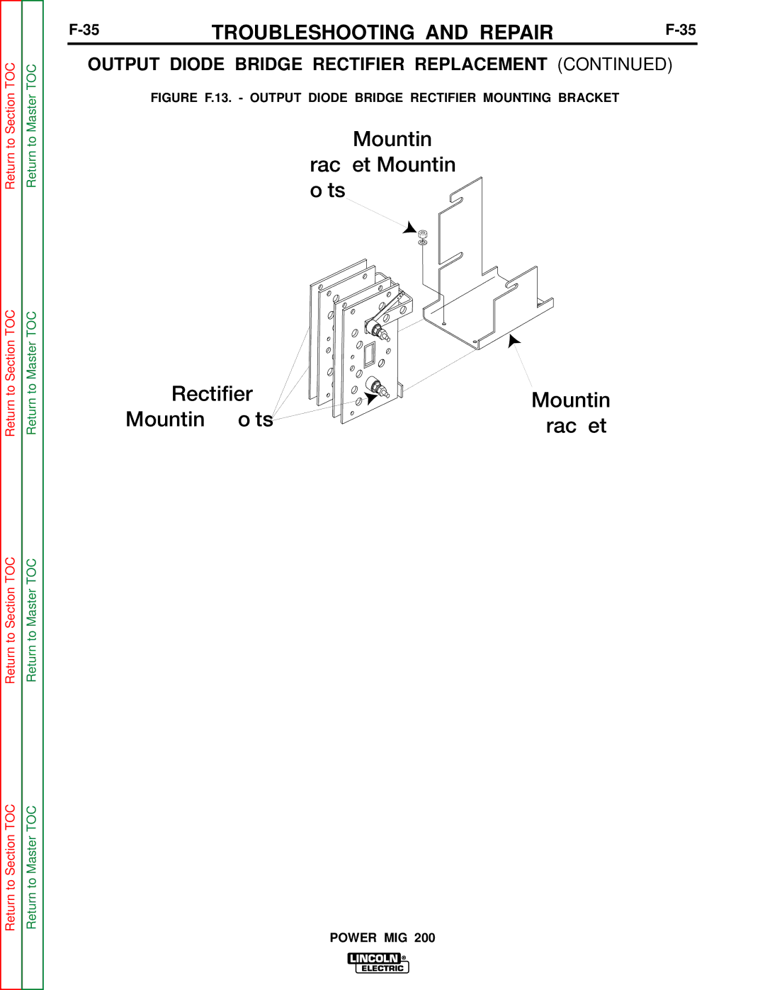 Lincoln Electric SVM157-A service manual Mounting Bracket Mounting Bolts Rectifier 