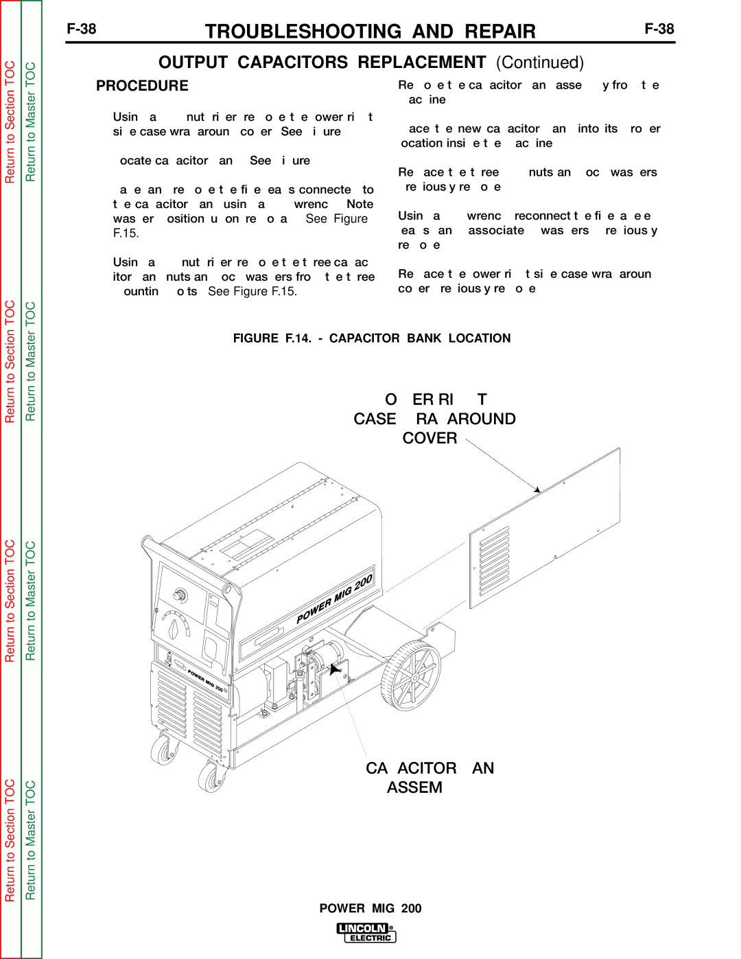 Lincoln Electric SVM157-A service manual Output Capacitors Replacement, Figure F.14. Capacitor Bank Location 