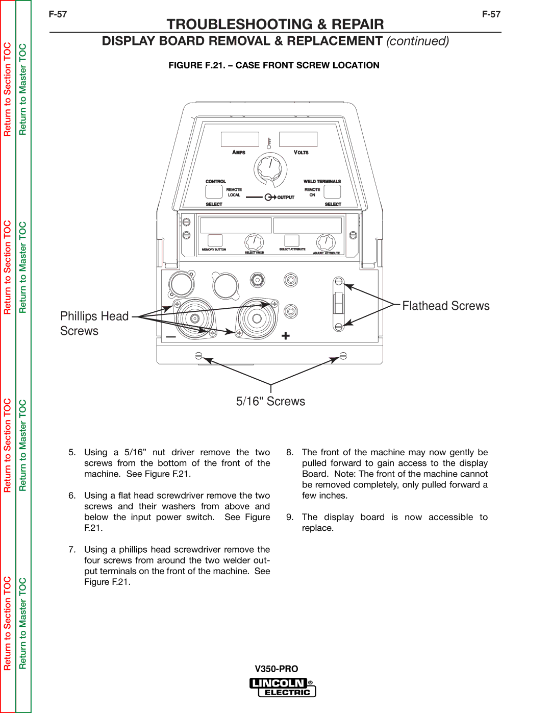 Lincoln Electric SVM158-A service manual Display Board Removal & Replacement 