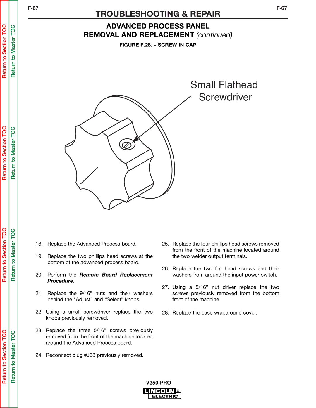 Lincoln Electric SVM158-A service manual Small Flathead Screwdriver, Perform the Remote Board Replacement Procedure 