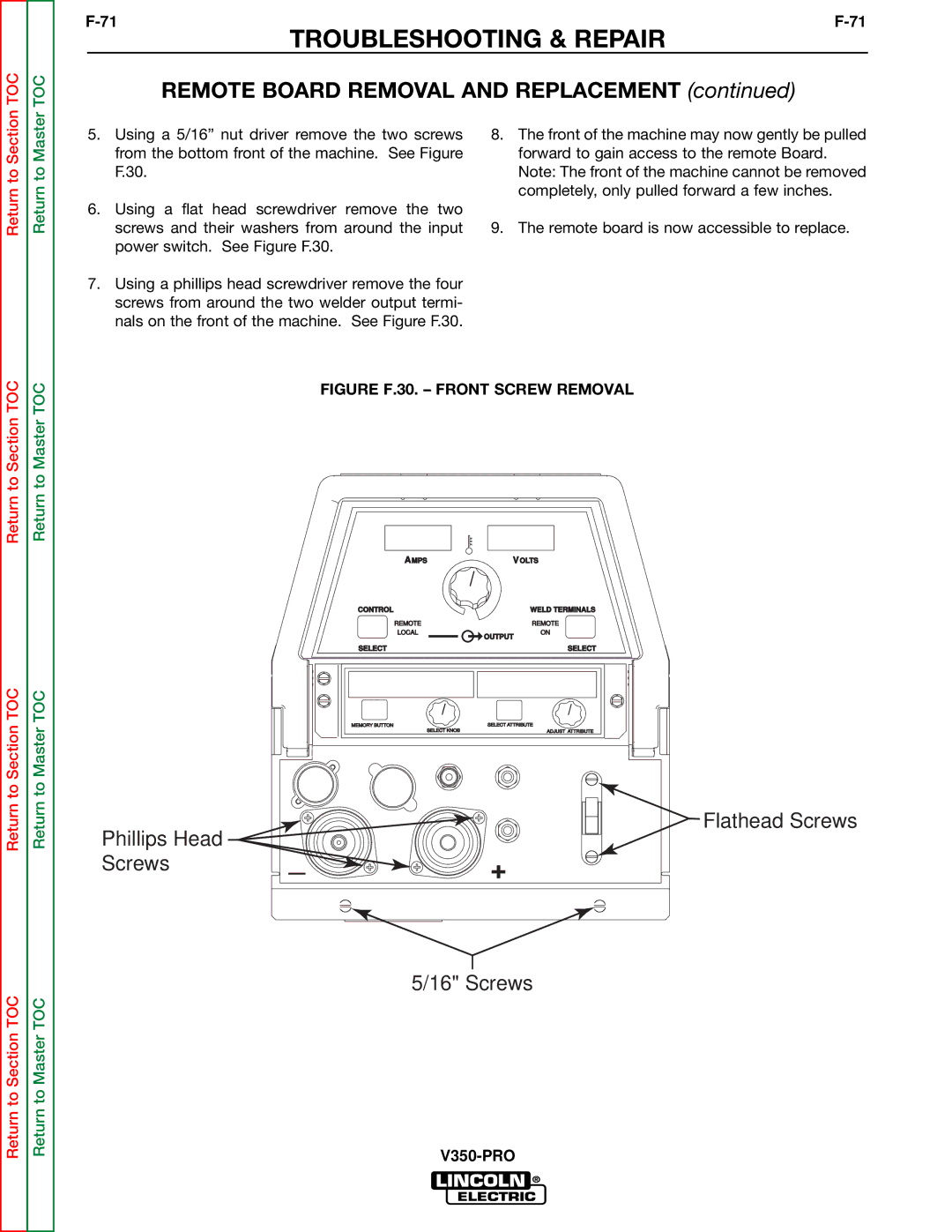 Lincoln Electric SVM158-A service manual Remote Board Removal and Replacement 