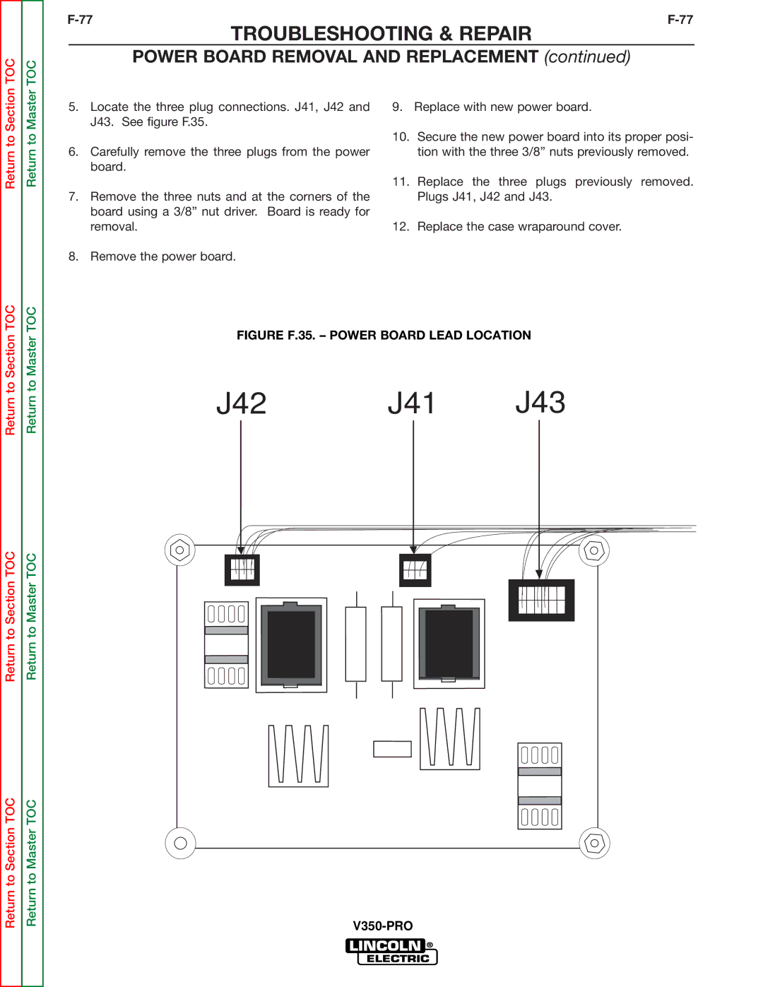 Lincoln Electric SVM158-A service manual J42 J41 J43 